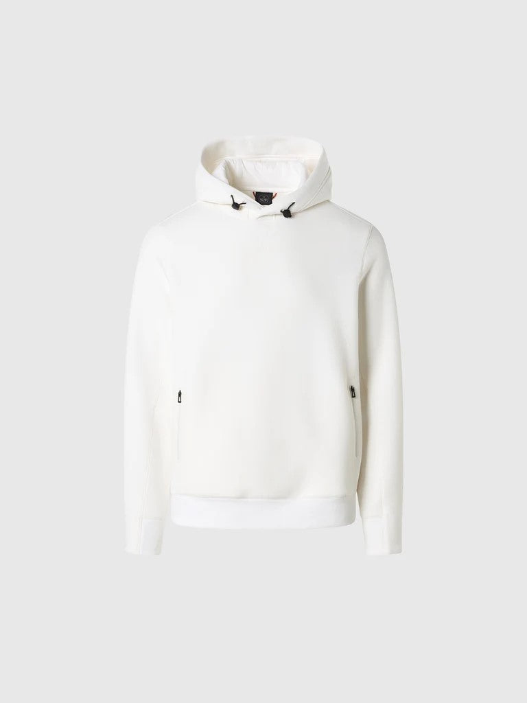North Sails felpa con cappuccio e mezza zip in tessuto piqué scuba panna