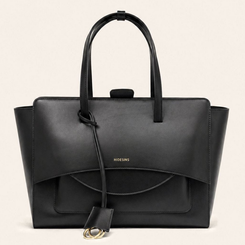 Hidesins borsa a mano Flap L in pelle nera