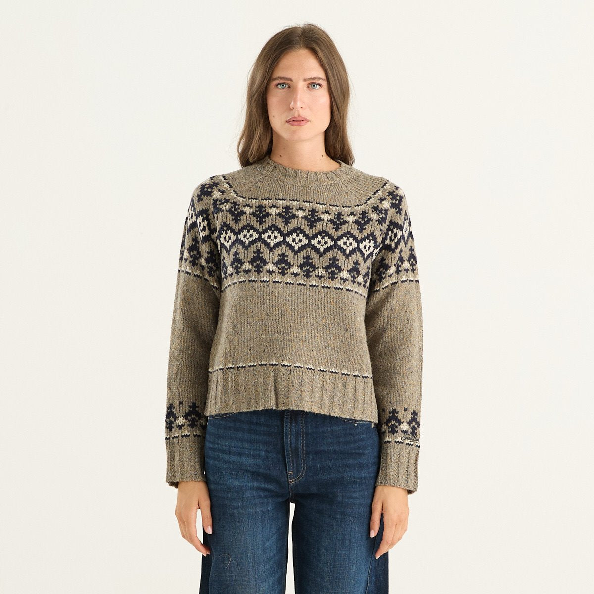 MC2 Saint Barth maglia donna girocollo mélange con fantasia nordica