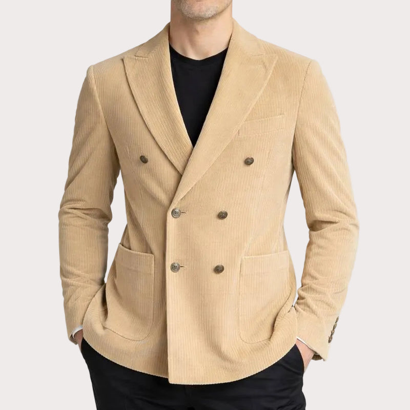 Circolo giacca doppiopetto in velluto sandy beige