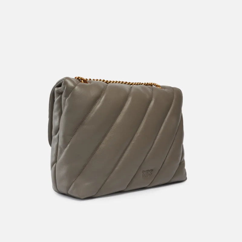 Pinko Big Love Bag Puff Maxi Quilt pelle grigia
