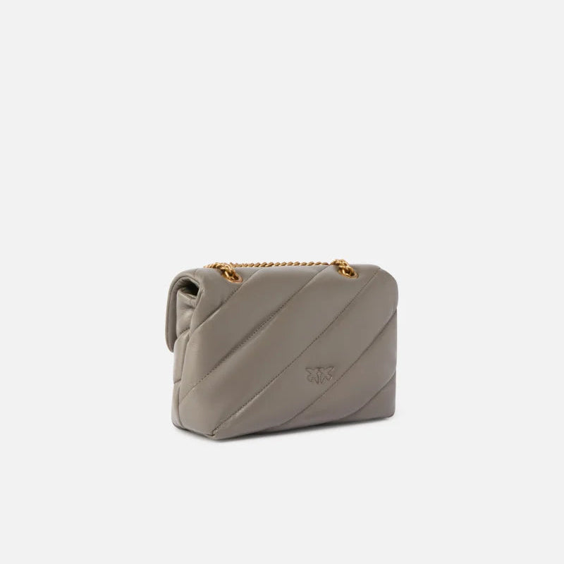 Pinko Mini Love bag puff Maxi Quilt pelle grigia