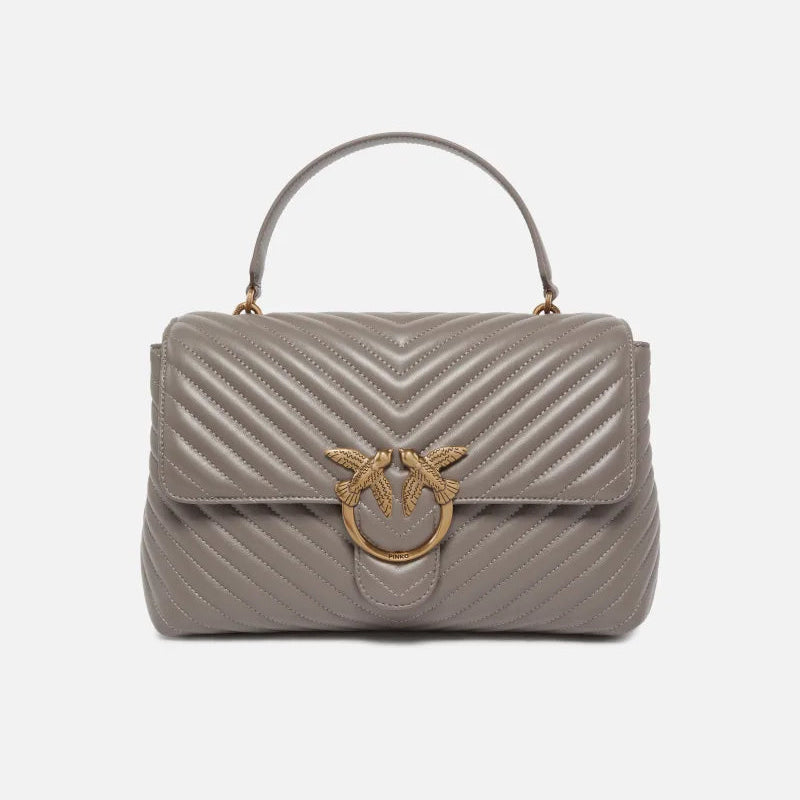 Pinko grande Big Lady Love Bag Puff Chevron grigia