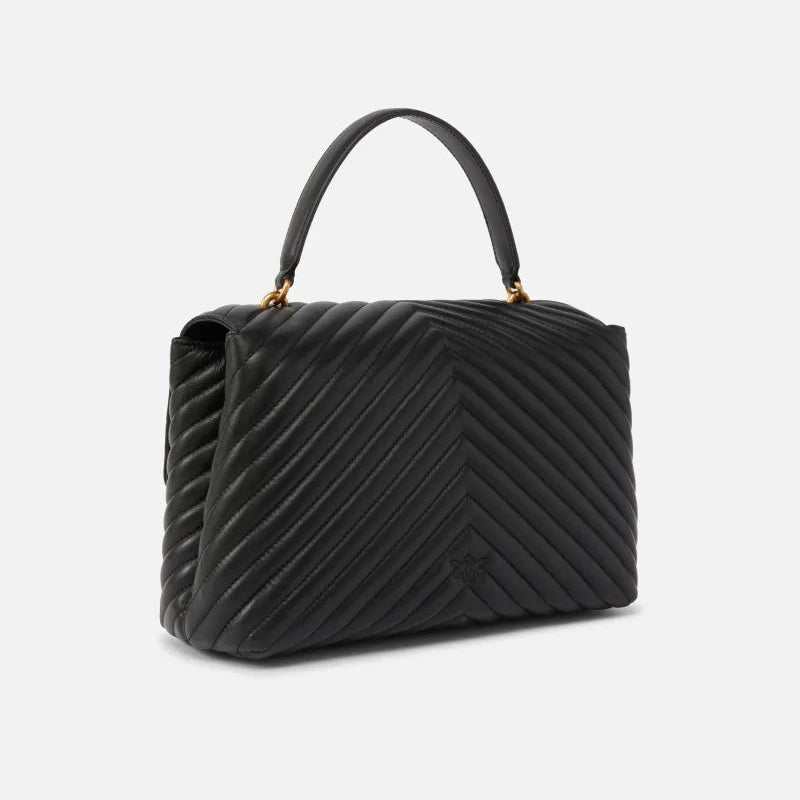 Pinko Big Lady Love Bag Puff Chevron nera