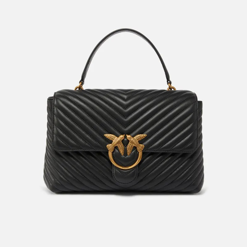 Pinko Big Lady Love Bag Puff Chevron nera