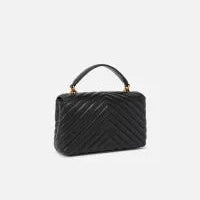 Pinko mini lady love bag puff chevron pelle nera