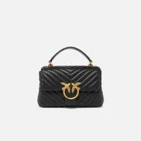 Pinko mini lady love bag puff chevron pelle nera