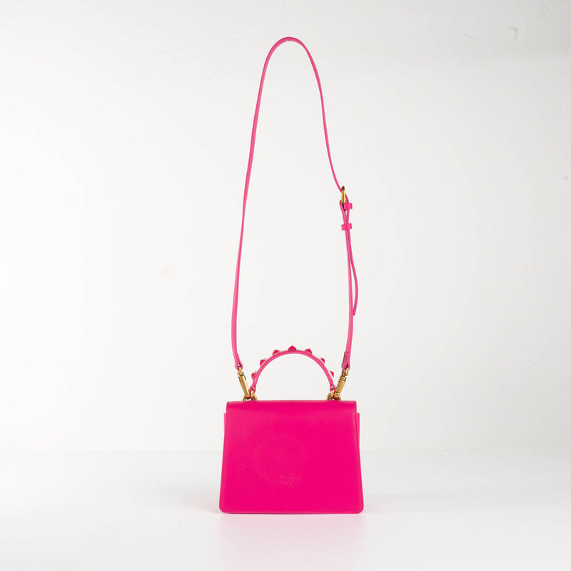 Pinko mini love bag  top handle borchie fuxia