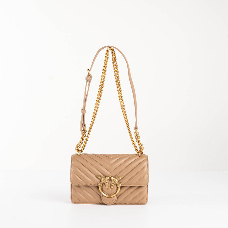Pinko mini love bag one simply chevron beige