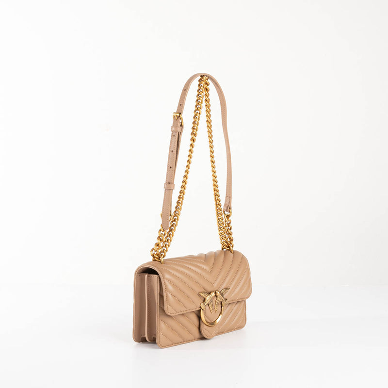 Pinko mini love bag one simply chevron beige