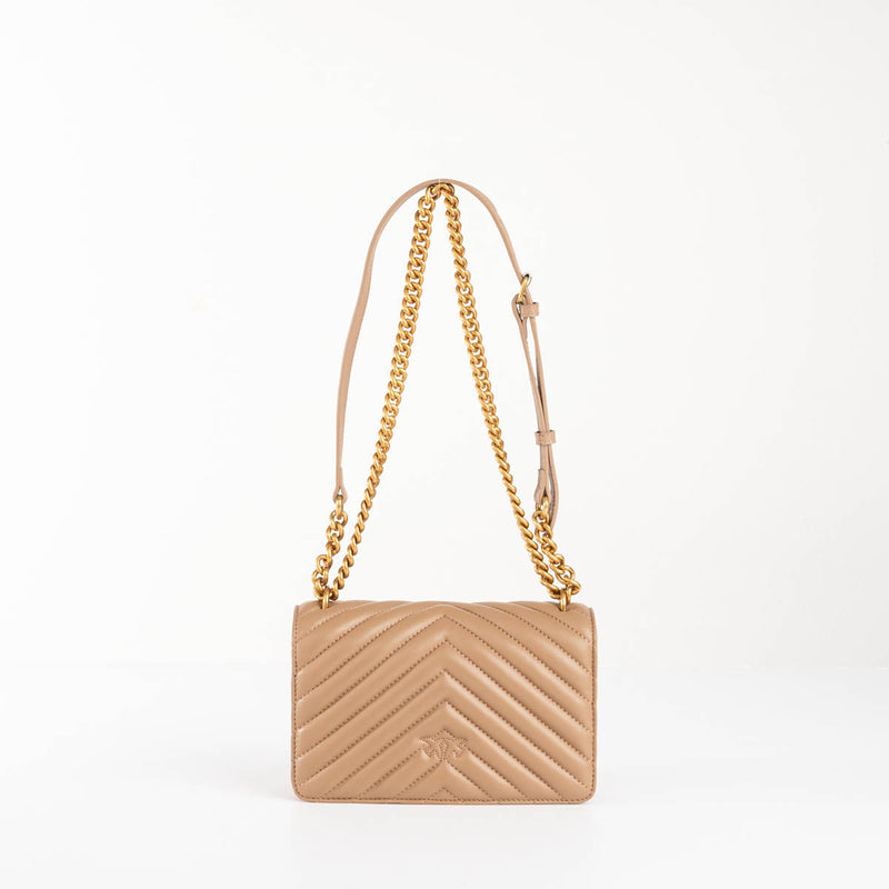 Pinko mini love bag one simply chevron beige