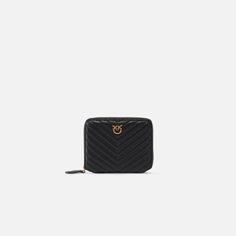Pinko portafoglio quadrato zip-around chevron nero