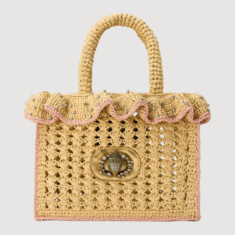 Kurt Geiger borsa shopper Chelsea raffia gioielli