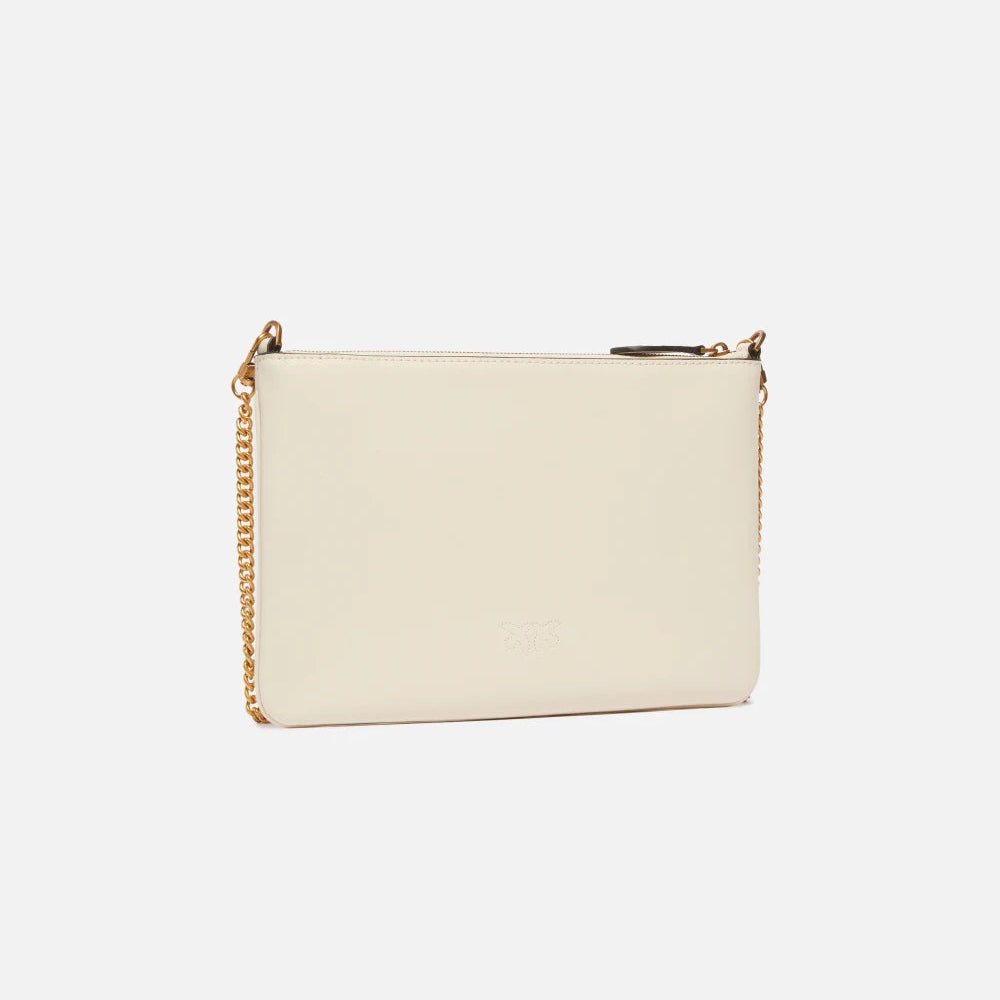 Pinko classic Flat Love Bag Simply pelle bianca