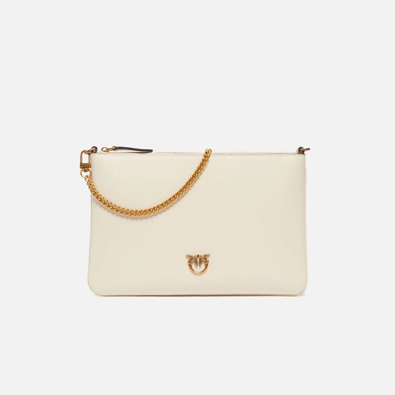 Pinko classic Flat Love Bag Simply pelle bianca