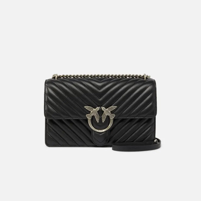 Pinko classic love bag one chevron pelle nera