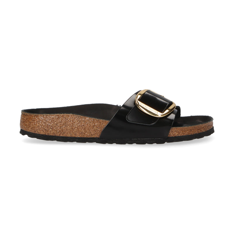 Birkenstock ciabatta Madrid pelle lucida nera