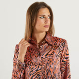 Pinko camicia in raso stampa distorta multicolor