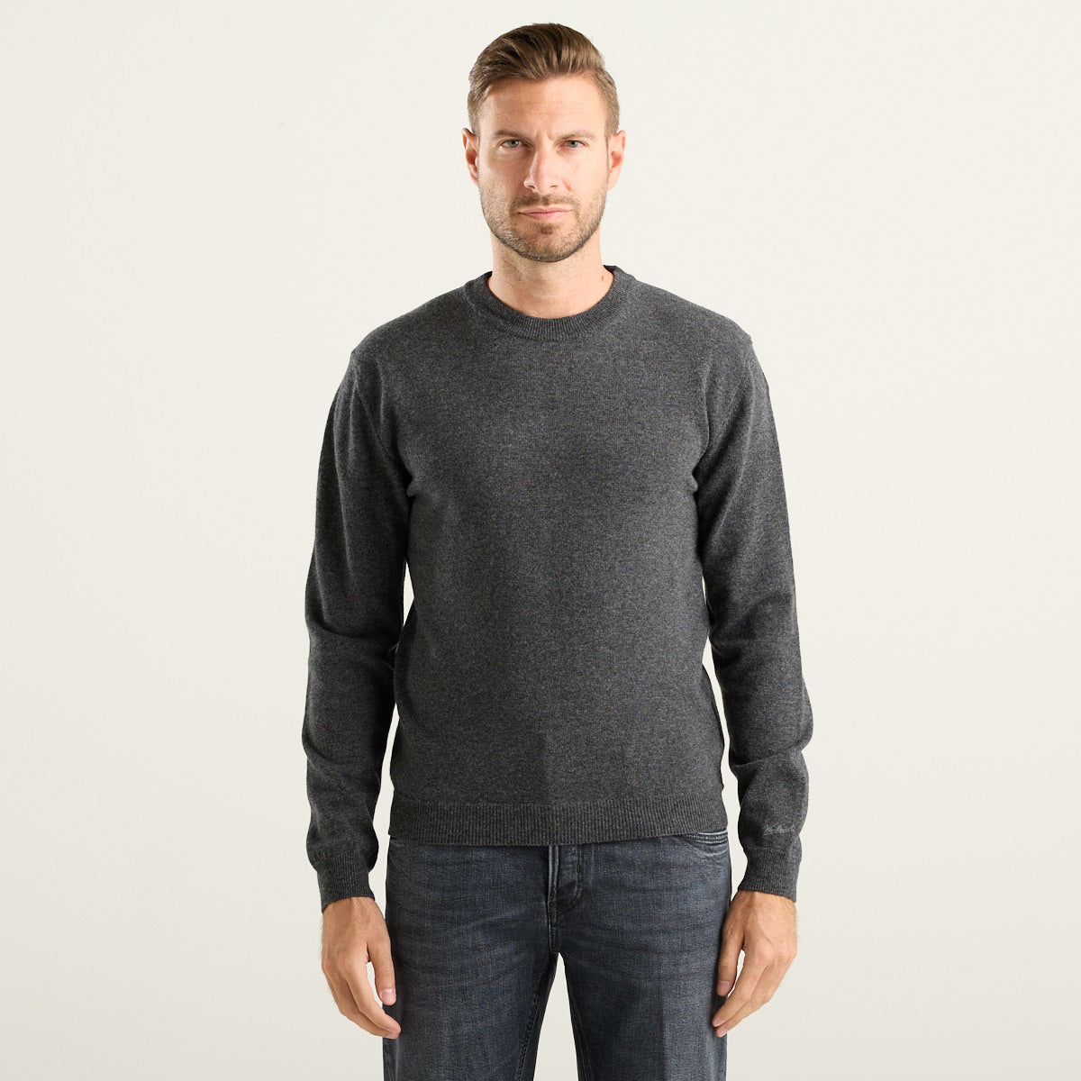 Woolrich maglione girocollo in lana grigio melange