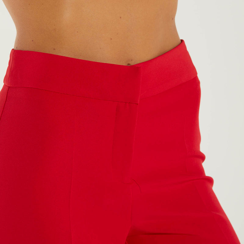Actualee pantalone a zampa tessuto rosso