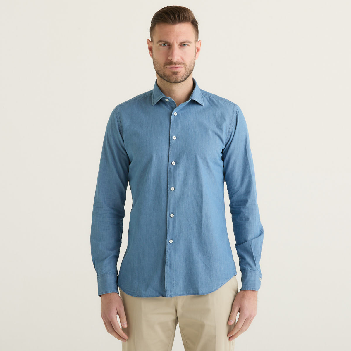 Xacus camicia in tessuto azzurra