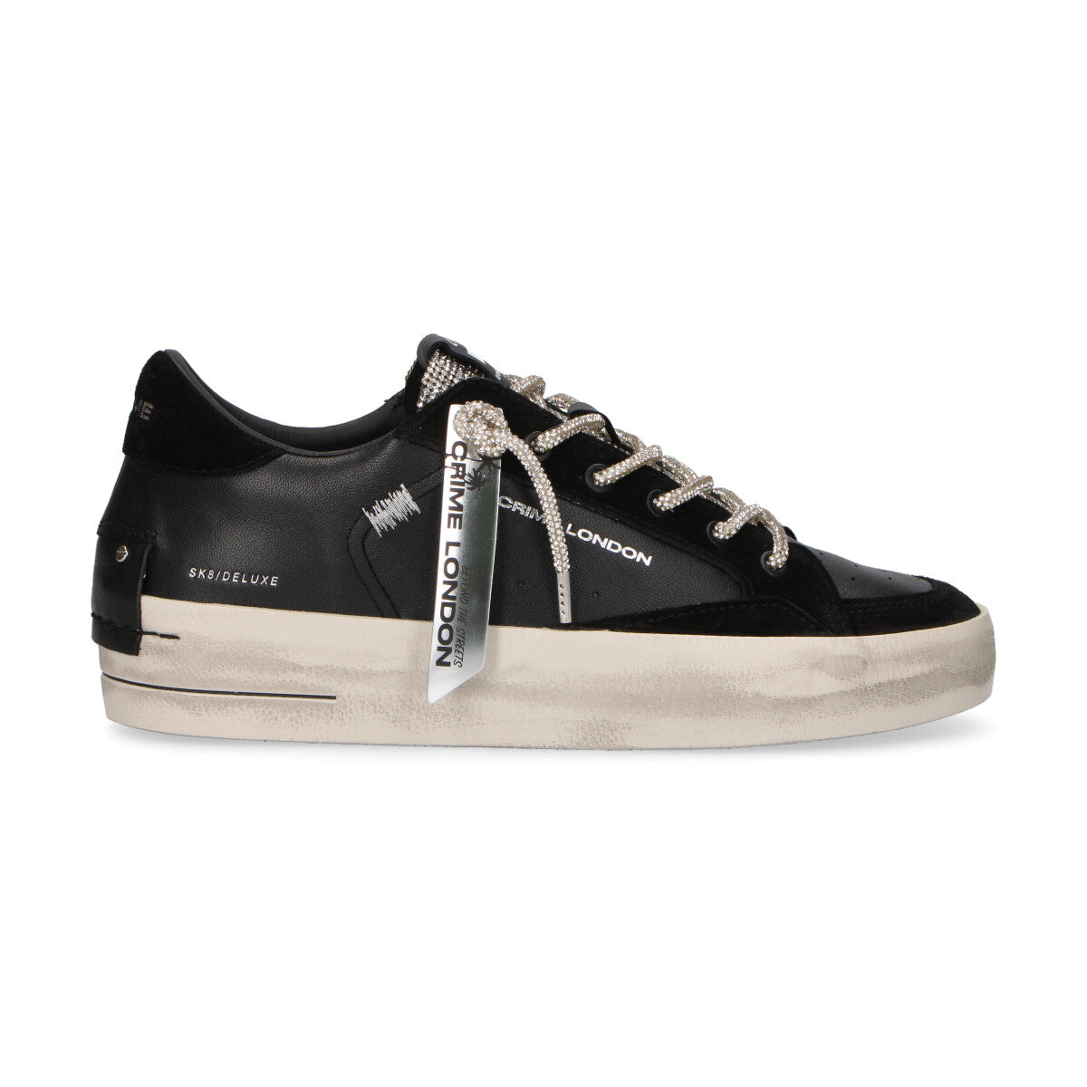 Crime London sneaker SK8 deluxe wedge jet crystal