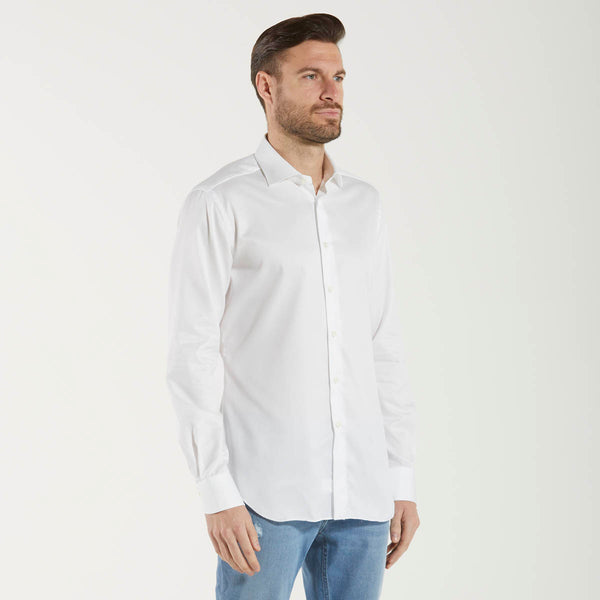 Xacus camicia travel shirt taylor cotone bianco