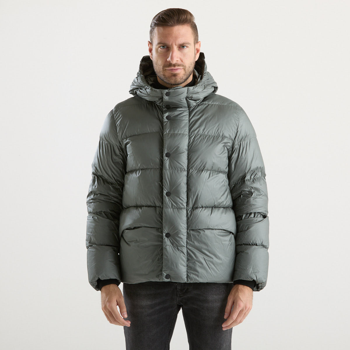 ADD piumino corto imbottito con cappuccio grigio