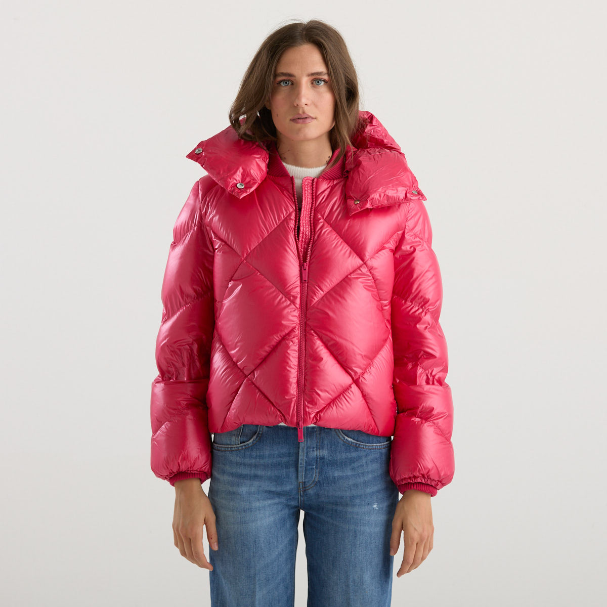 ADD piumino trapuntato con cappuccio fuxia