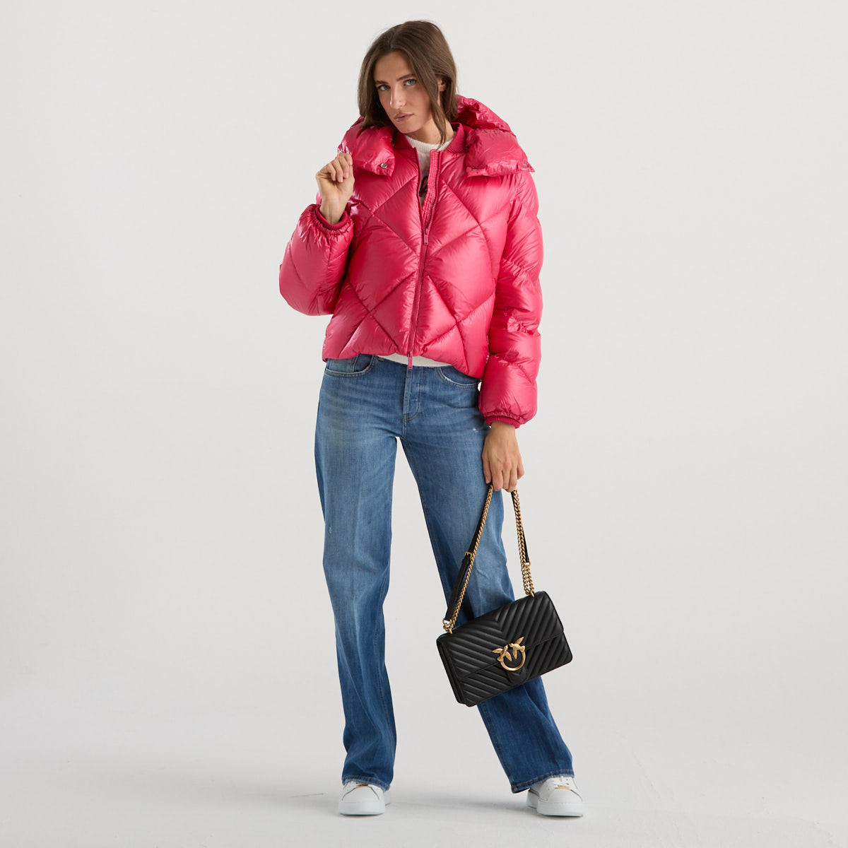 ADD piumino trapuntato con cappuccio fuxia