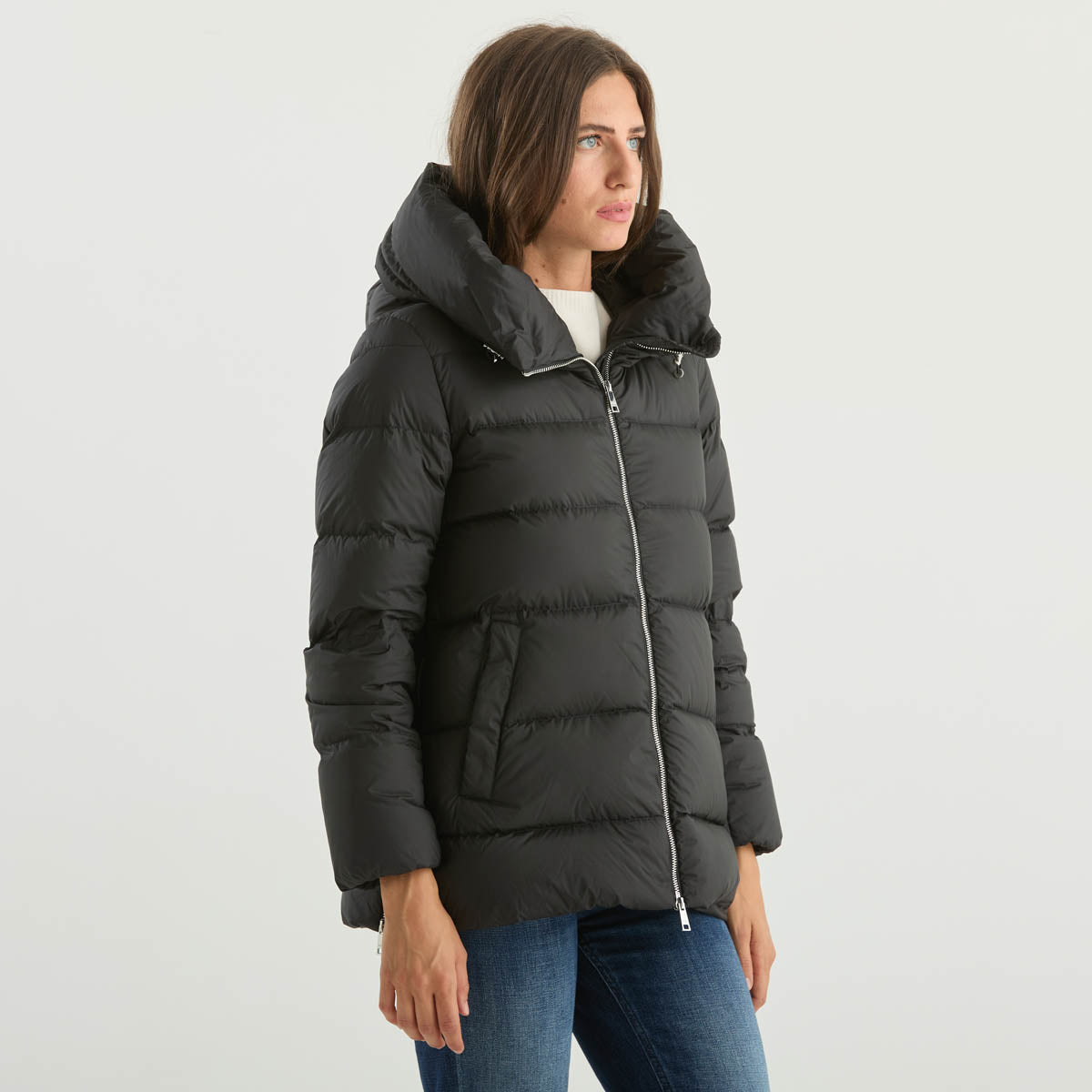 ADD giubbotto con cappuccio in tessuto nero