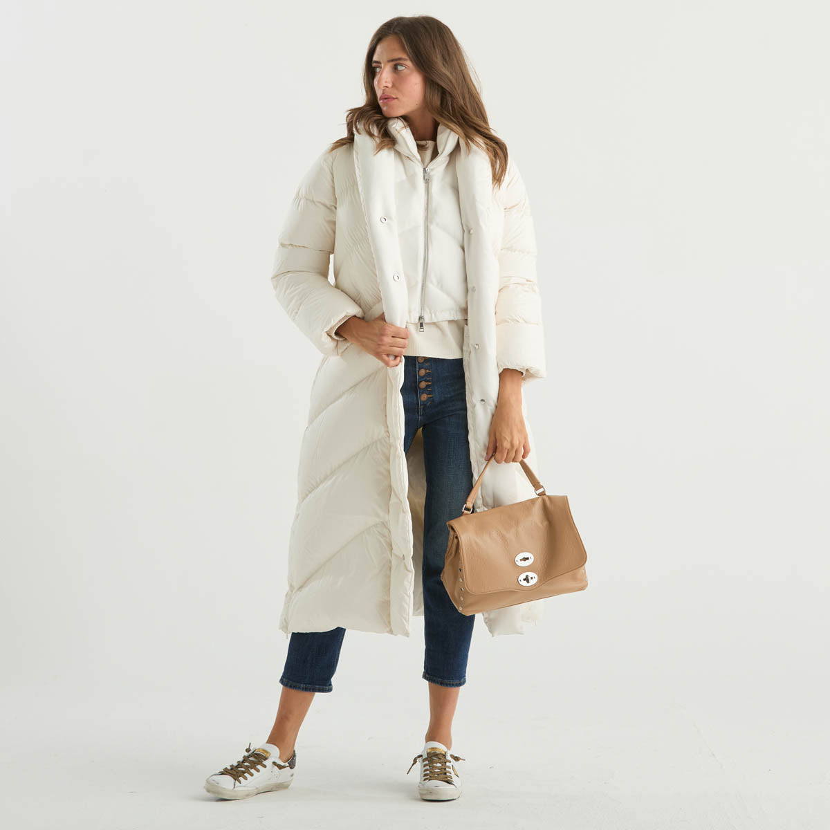 ADD giubbotto lungo senza cappuccio panna