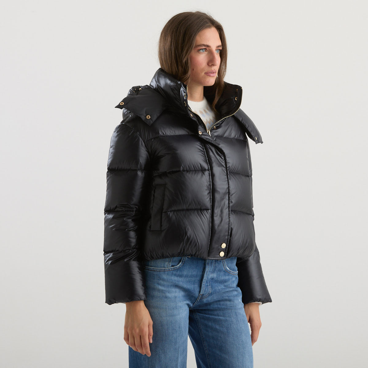 Patrizia Pepe piumino corto con cappuccio nero