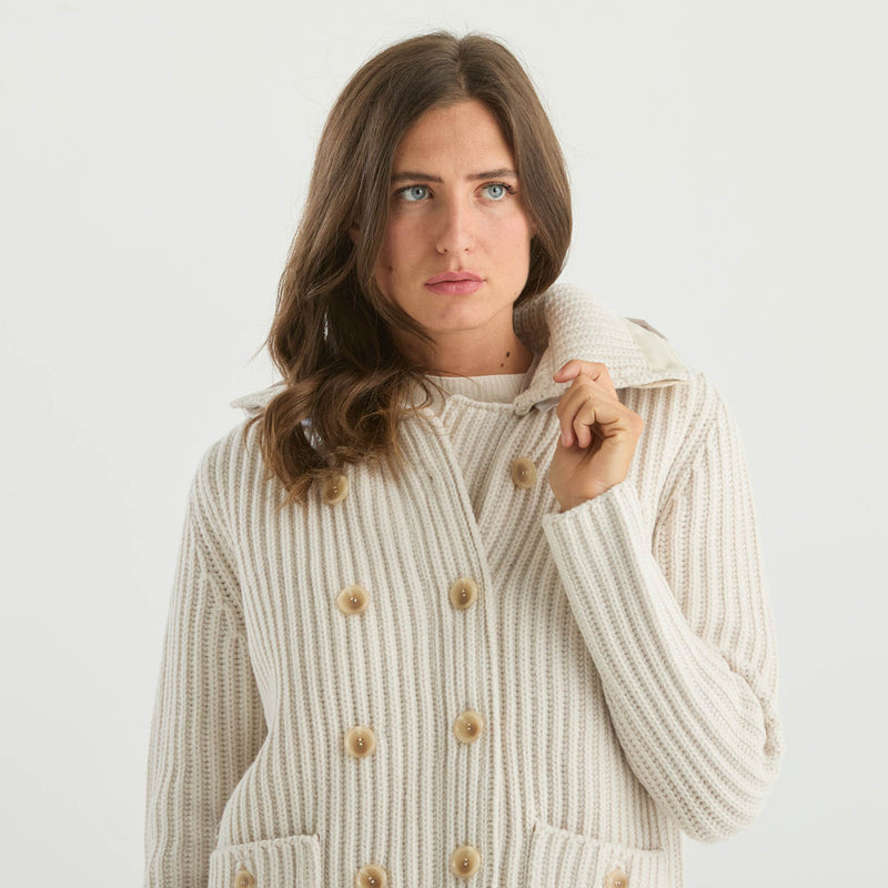 ADD maglione intrecciato con c appuccio panna