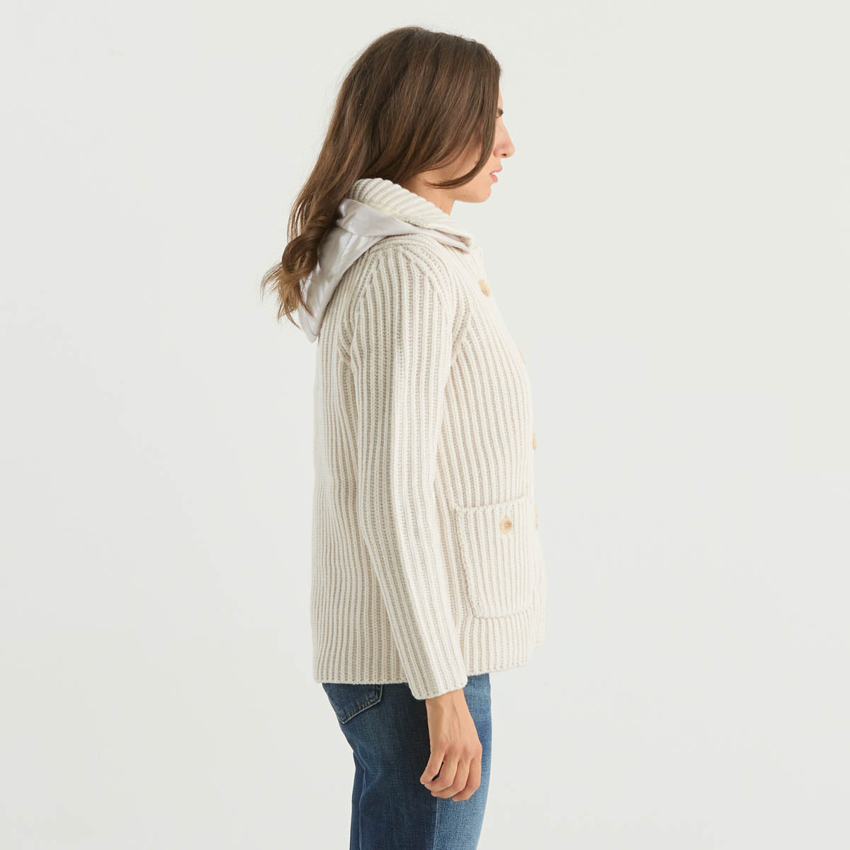 ADD maglione intrecciato con c appuccio panna