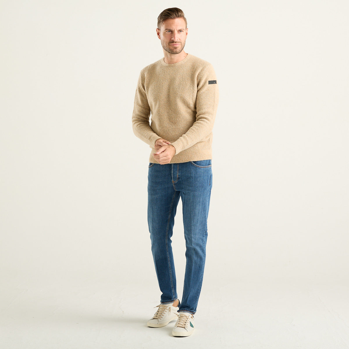 RRD Bouclé Round Knit Maglione Uomo Beige Sabbia