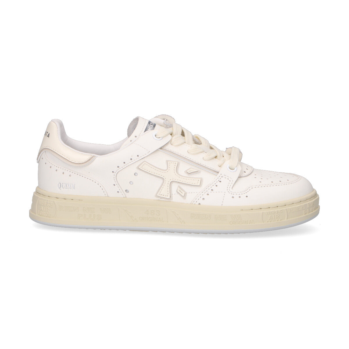 Premiata sneaker Quinn in pelle panna