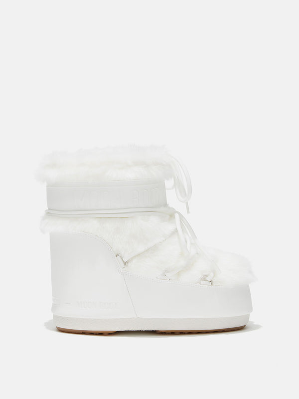 Moon Boot icon low faux fur bianco
