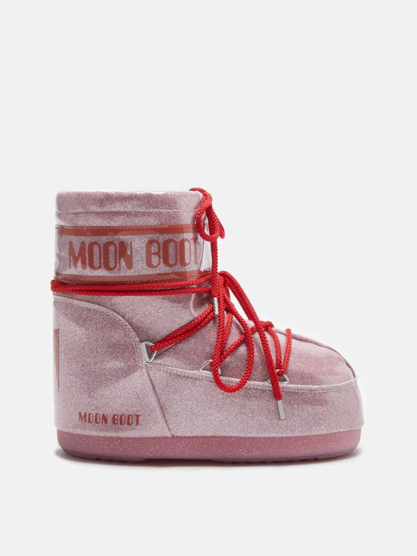 Moon Boot Icon Low Glitter rosa
