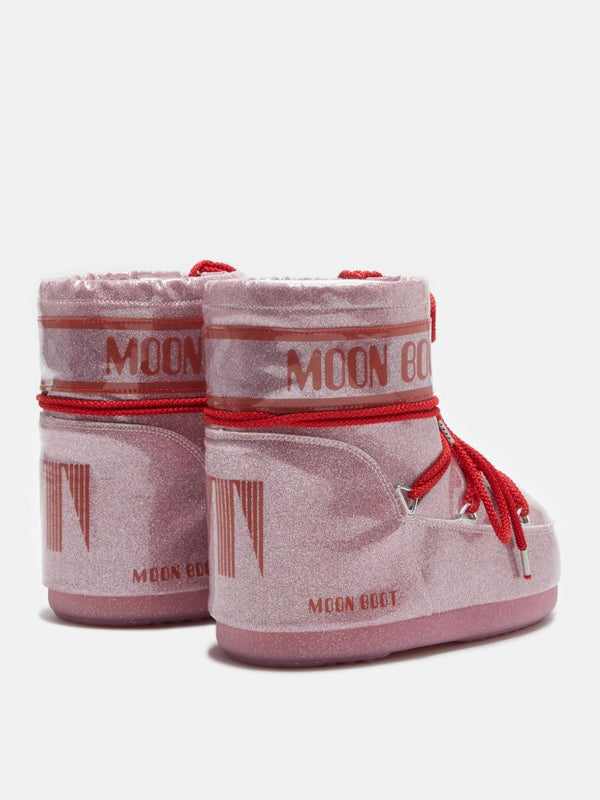 Moon Boot Icon Low Glitter rosa