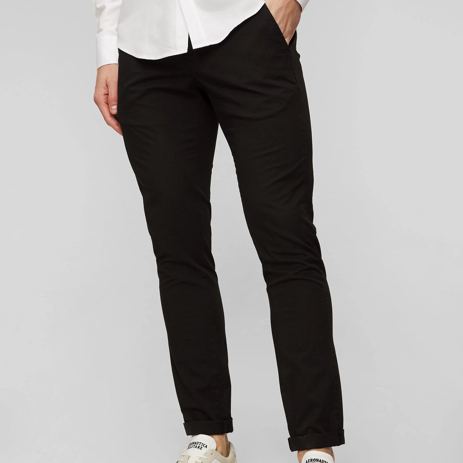 Dondup pantalone Gaubert chino in tessuto nero