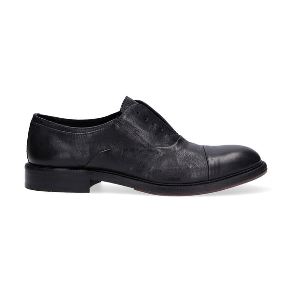 Pawelk's scarpa slip-on pelle nera effetto vintage