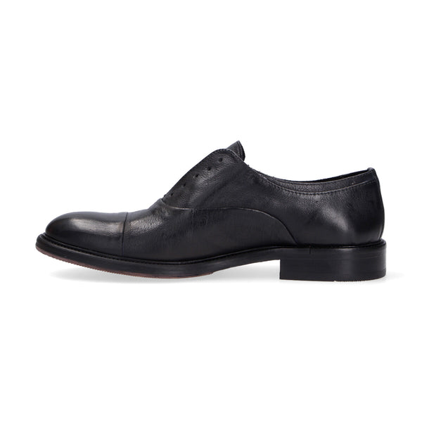 Pawelk's scarpa slip-on pelle nera effetto vintage