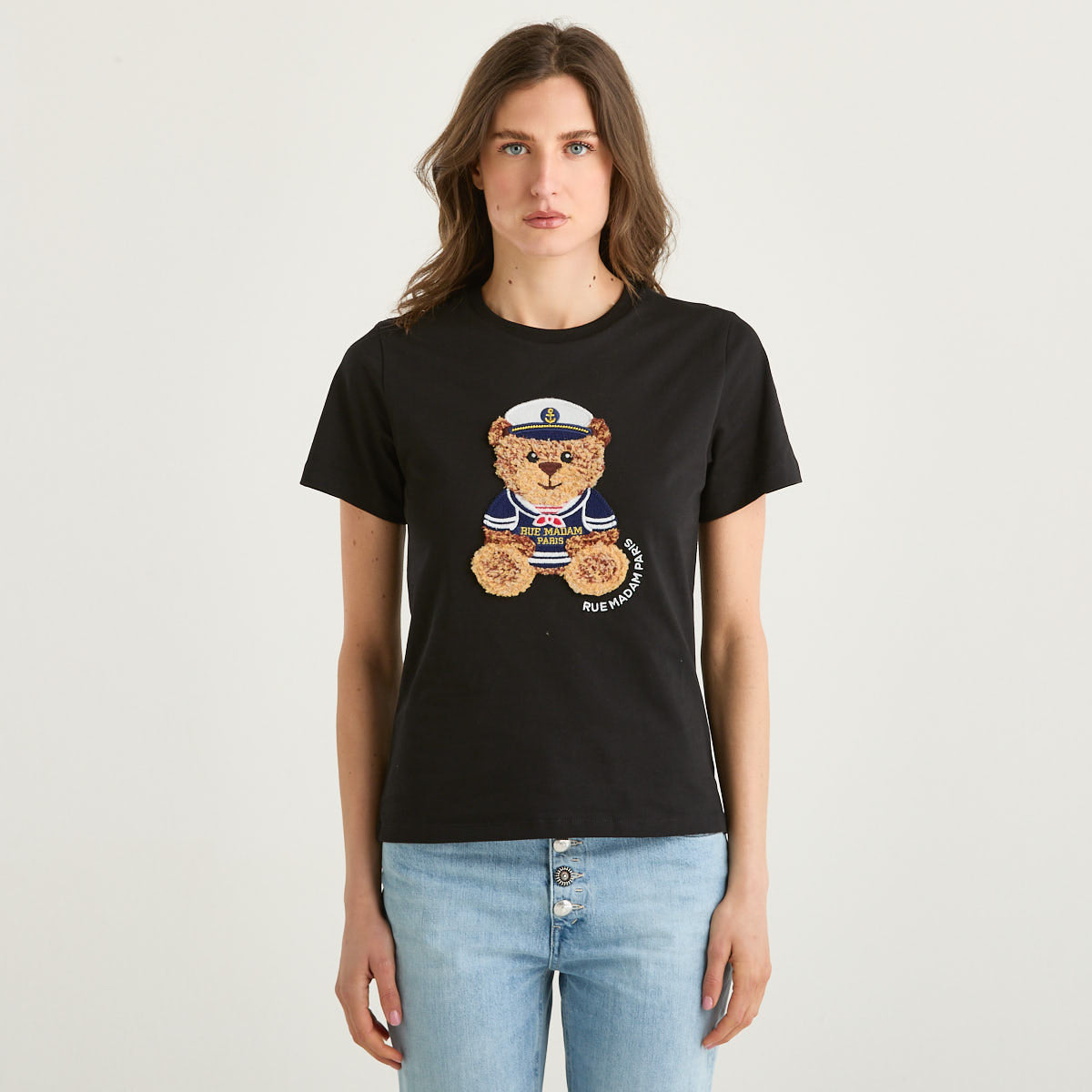 Rue Madam t-shirt teddy in tessuto nero
