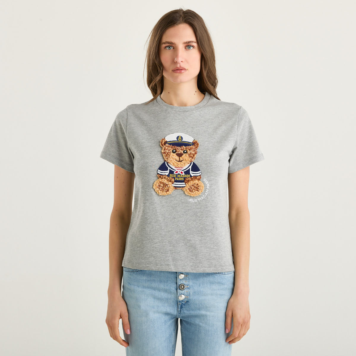 Rue Madam t-shirt teddy in tessuto grigio