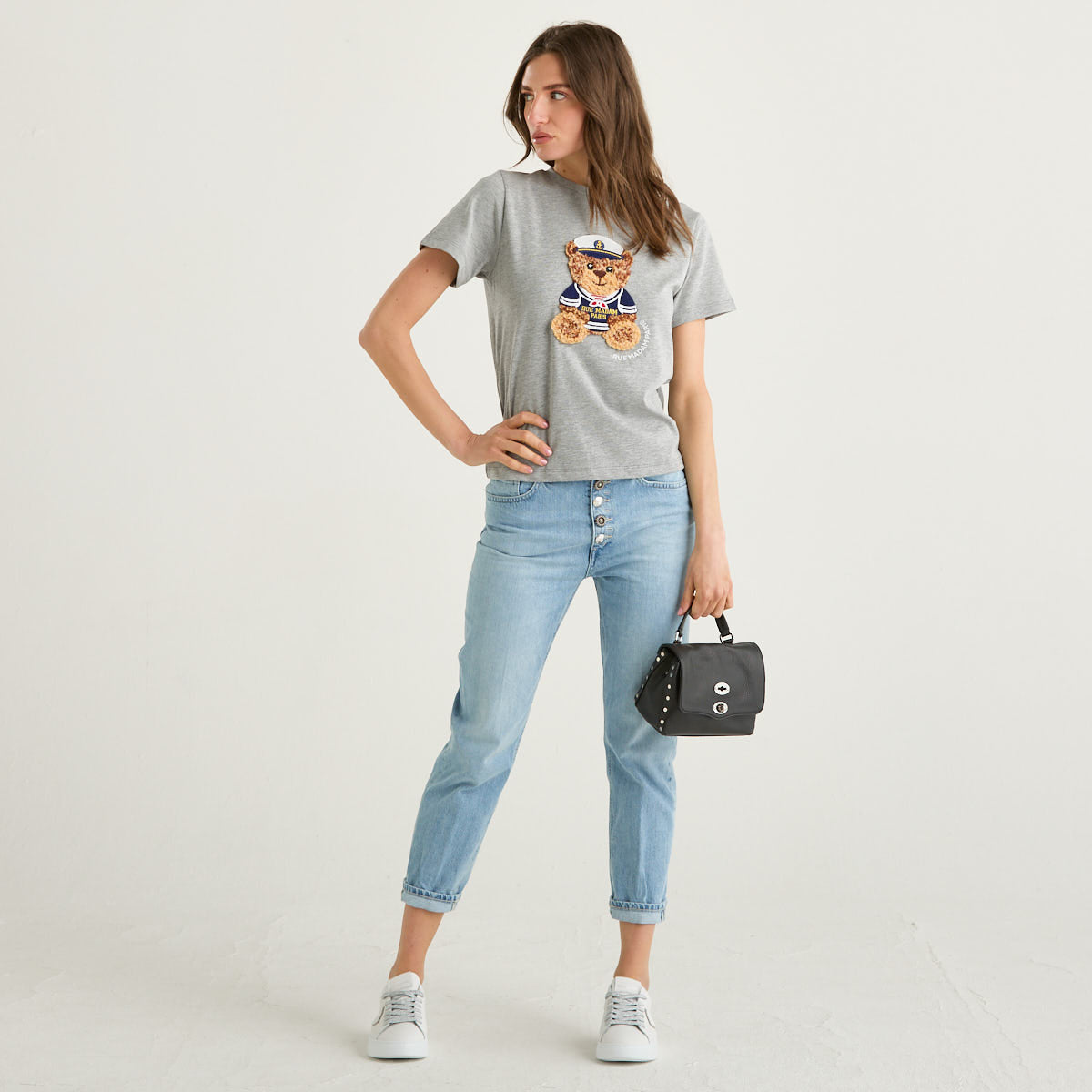 Rue Madam t-shirt teddy in tessuto grigio