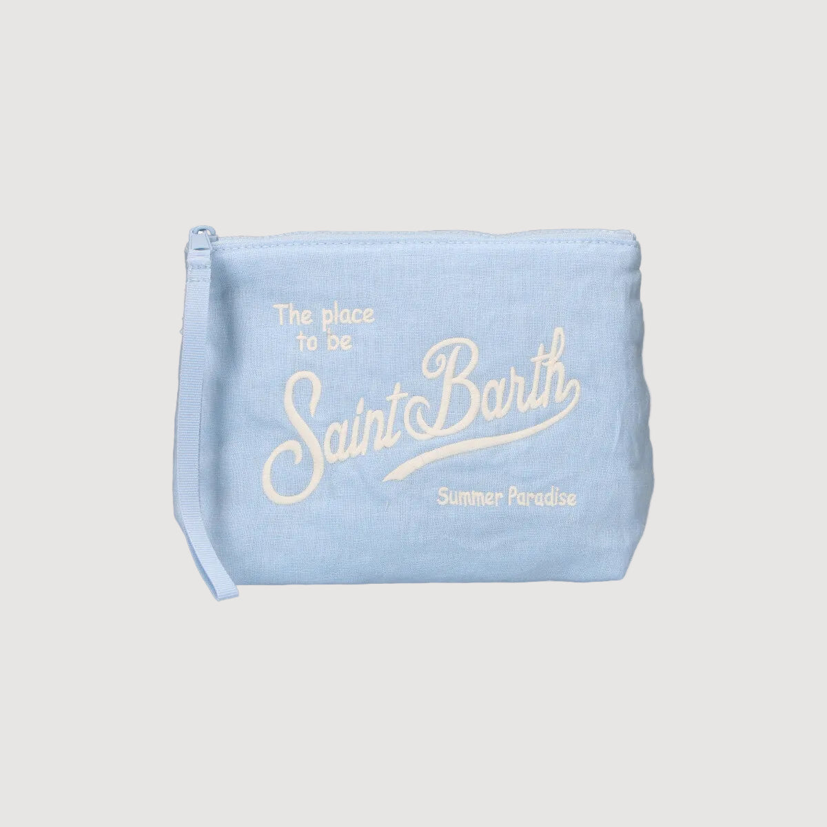 Mc2 Saint Barth pochette Aline soft linen azzurra