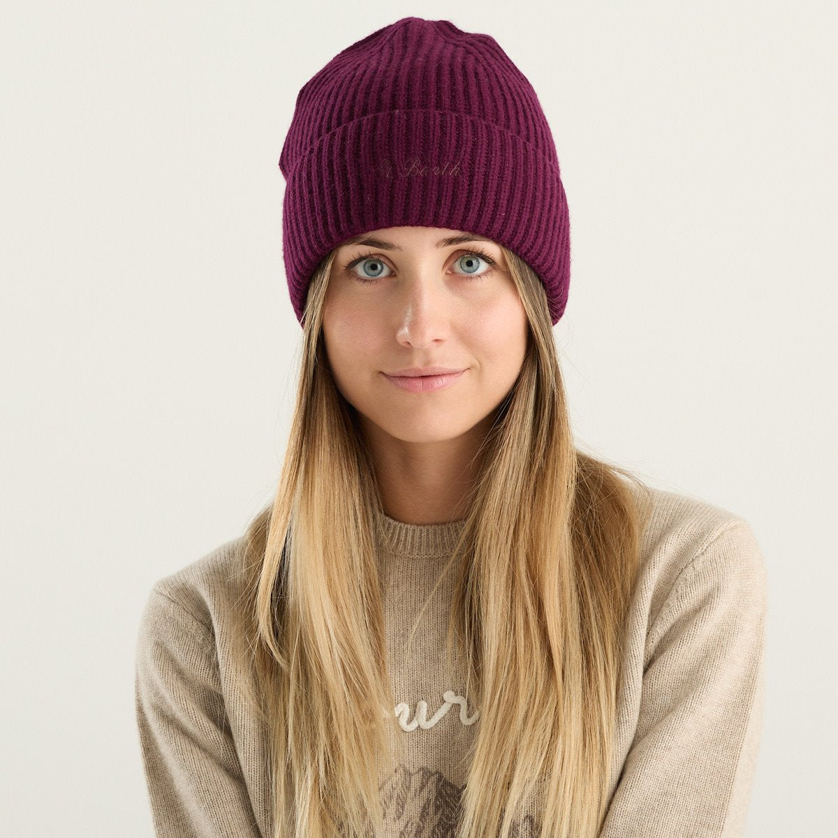 MC2 Saint Barth Cappello Moss Wool Donna Bordeaux in 100% Lana a Coste