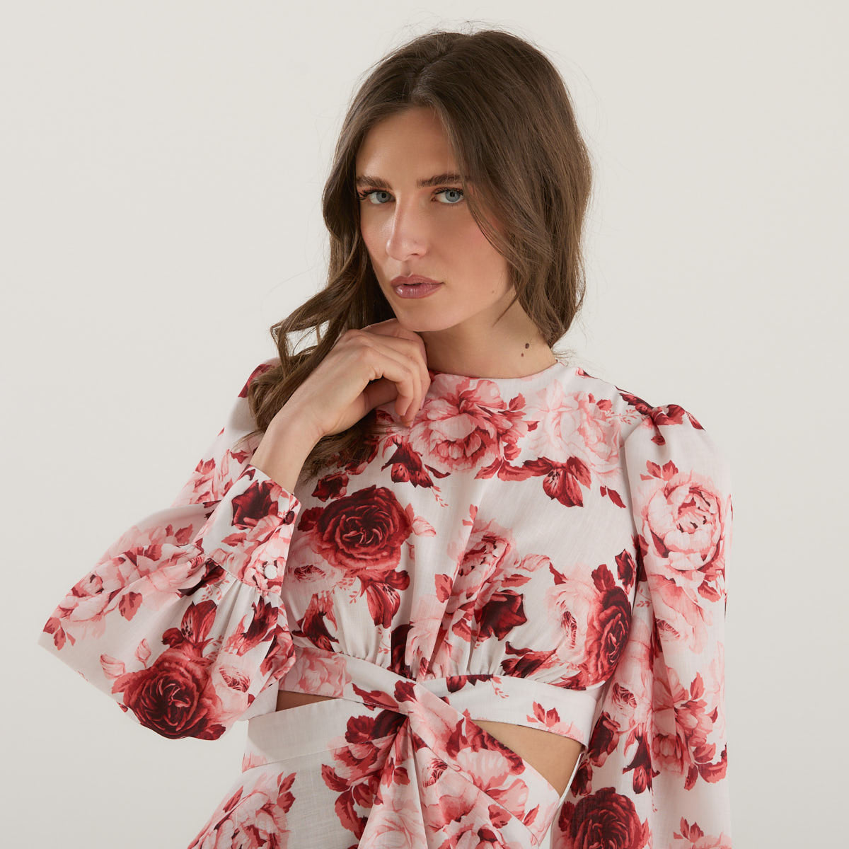 Actualee abito lungo in fantasia floreale rosa