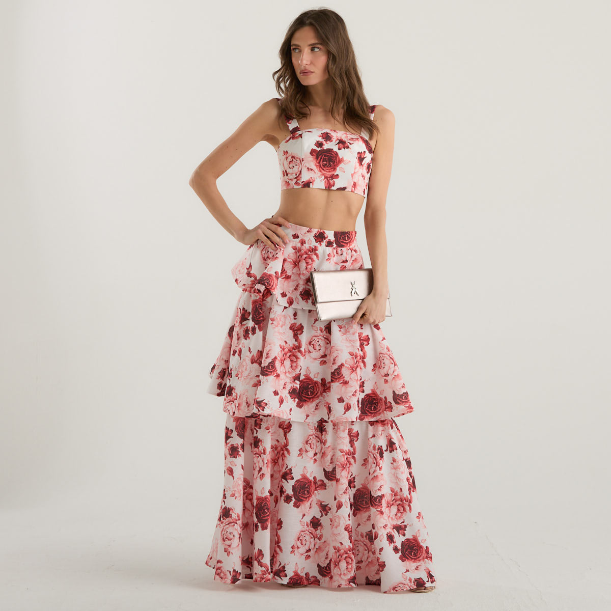 Actualee top in fantasia floreale rosa